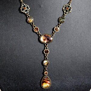 Vintage Avon abalone and crystal Y-necklace